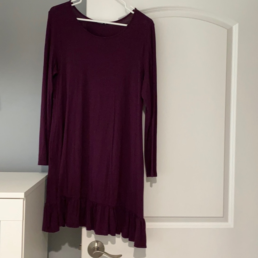 Wine Red Ruffle Dress